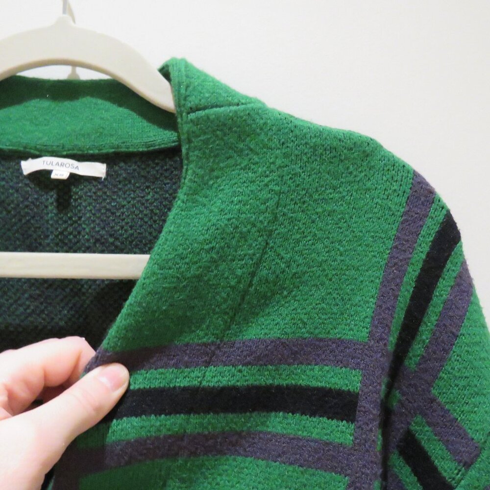 TULAROSA Bellair Cardigan Green Plaid XS Preppy Cropped Old Money - Picture 9 of 15